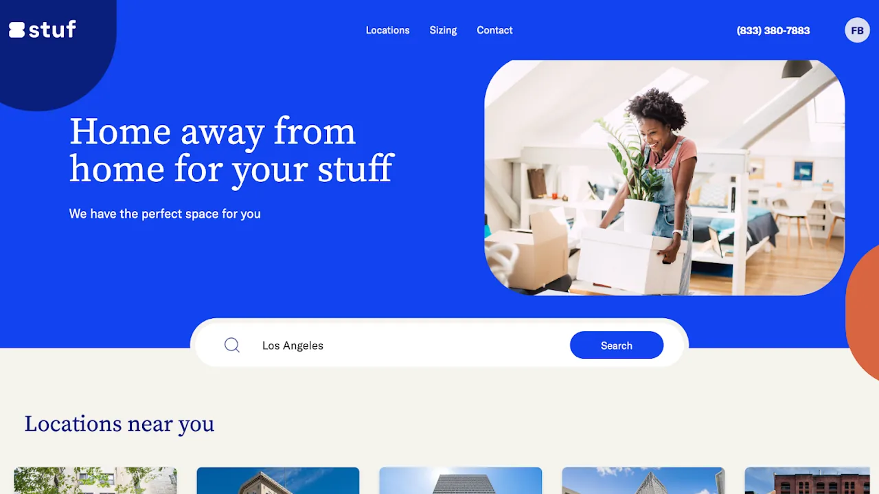 Screenshot of Stuf Storage project shown in Threde's portfolio